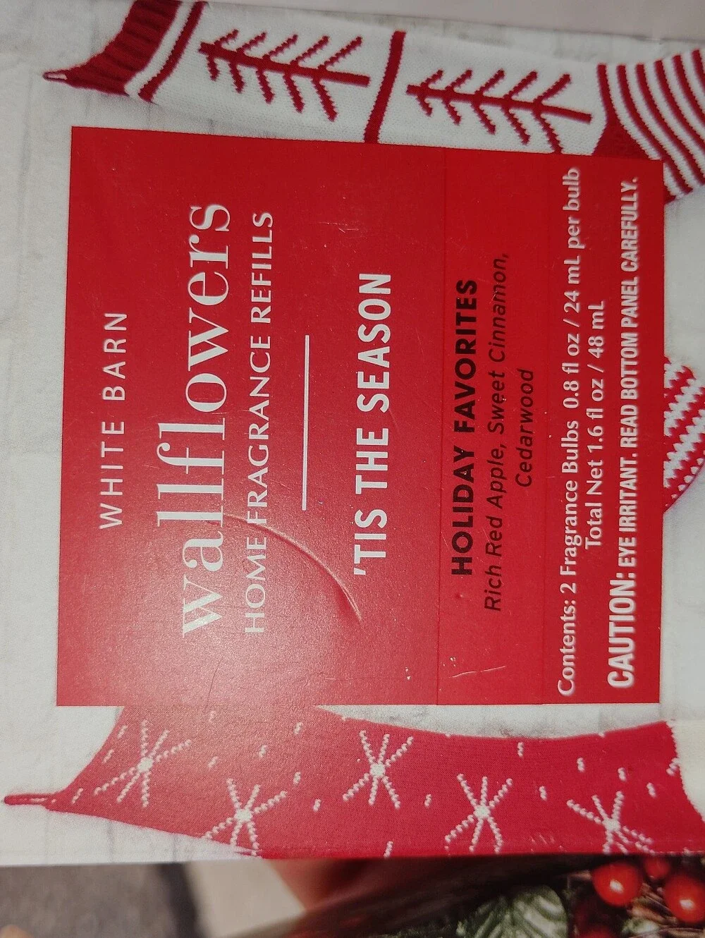 White Barn Red Holiday Wallflowers Fragrance Refills - 4 Pk.New
